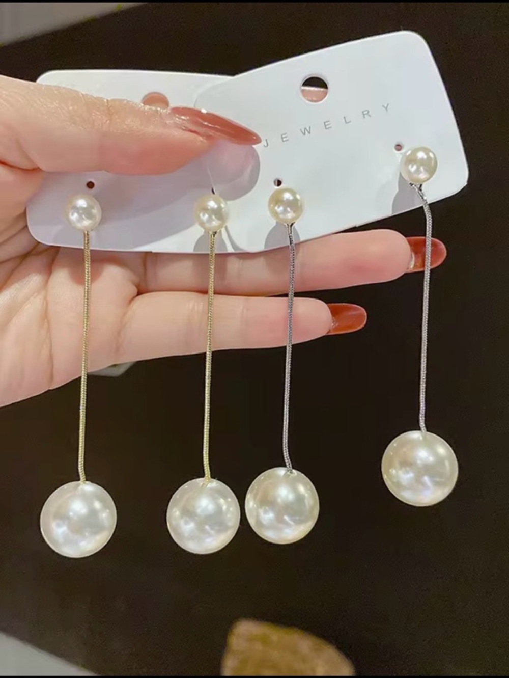 Pearl Drop Threader Earrings - Gold and Silver